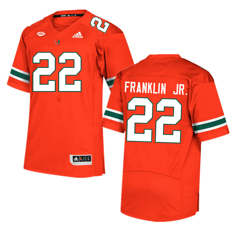 Men #22 Thaddius Franklin Jr. Miami Hurricanes College Football Jerseys Sale-Orange